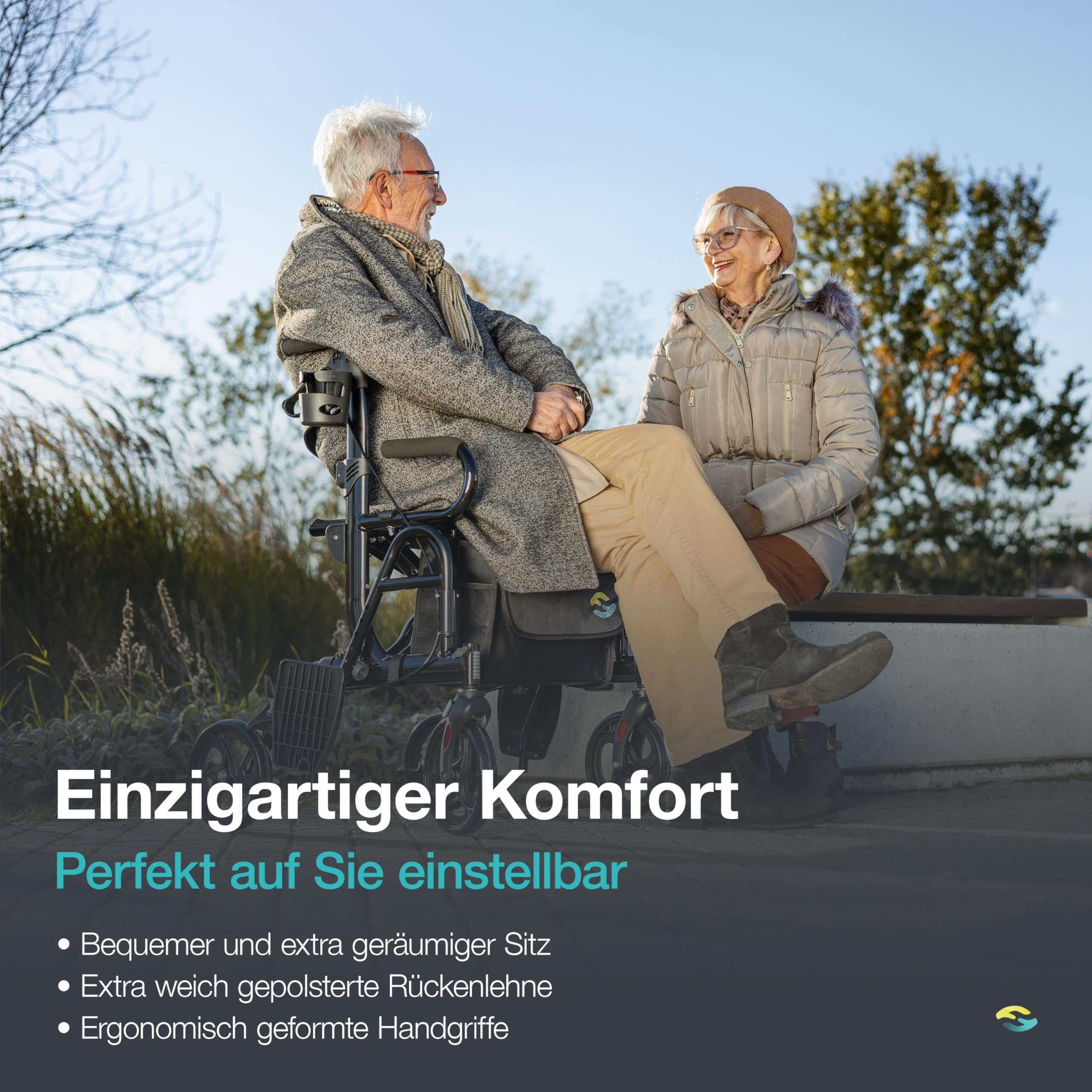 Helavo 2 in 1 Rollator & Rollstuhl in Einem - Faltbarer Rollator mit Fußstützen - Umbaubar zum Transport-Stuhl
