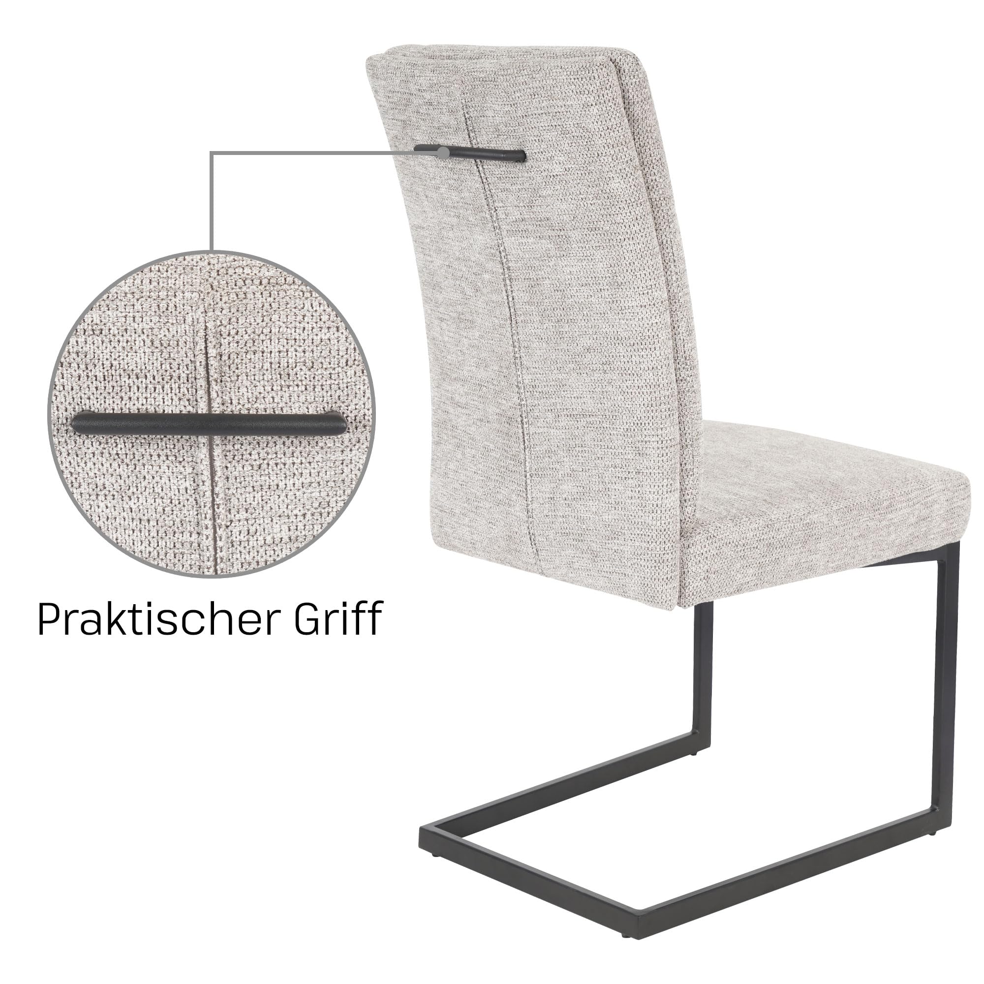 Raburg Freischwinger Maggie, 2er-Set, Stoffbezug, Beige/Schwarz, gepolstert | ergonomisch gepolstert, Metallgestell, für Esszimmer, Küche und Wohnbereich