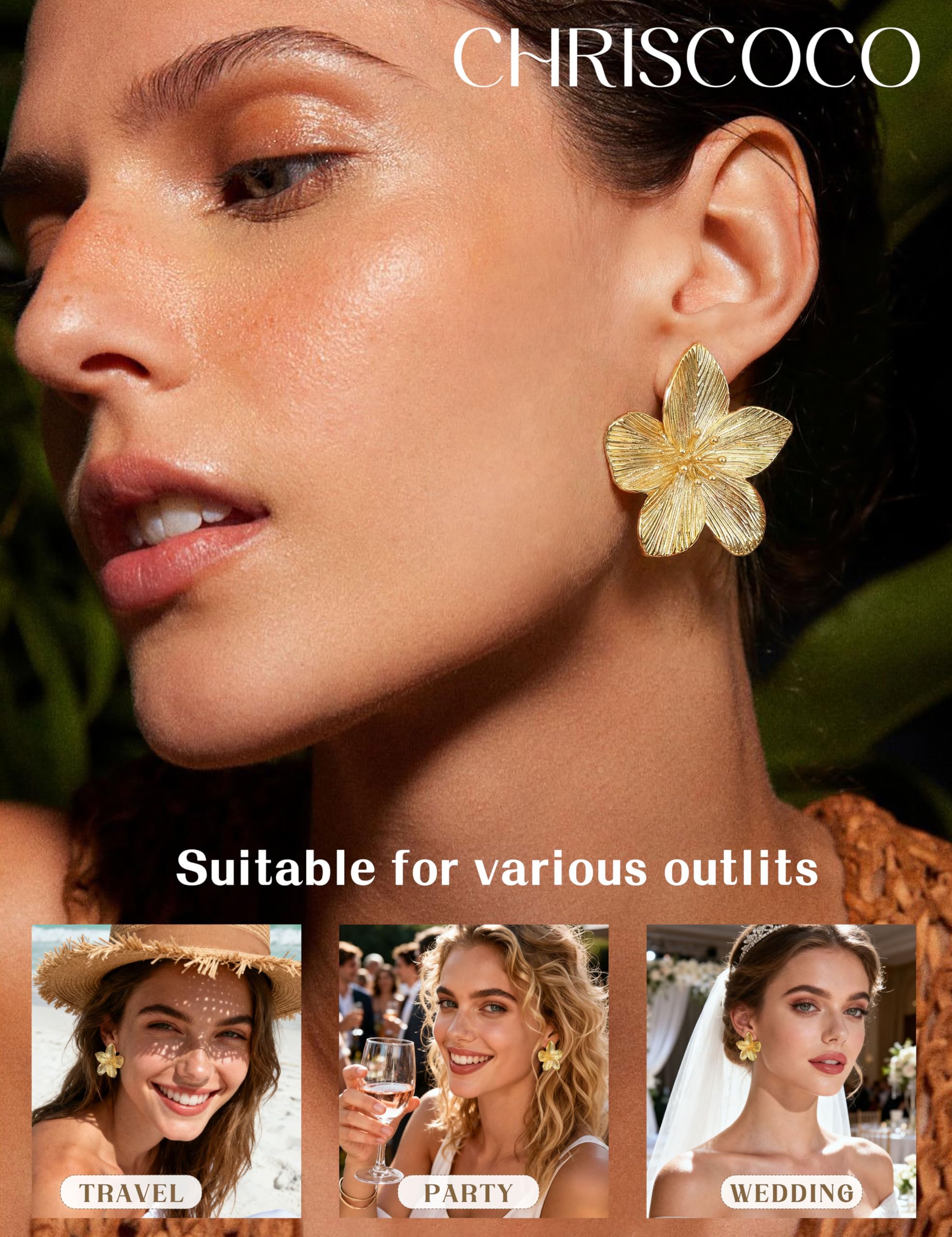 Pendientes de Plata de Ley 925 con Forma de Flor para Mujer