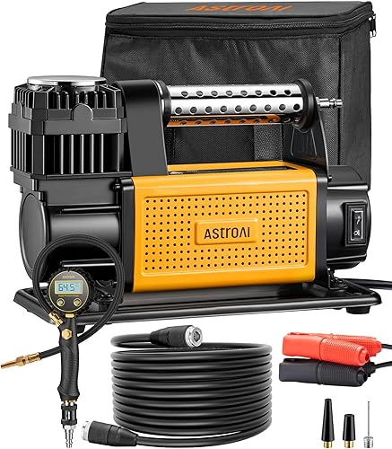 AstroAI Compresor de aire todoterreno T6, bomba de aire portátil de 12 V con 7.06 CFM, AirCtrl, conector rápido NPT, inflador de neumáticos de