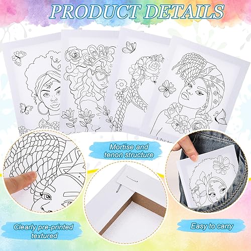 Miniatura 3 de 12 lienzos de contorno predibujados de 10 x 8 pulgadas, tableros de pintura estirados predibujados para pintar arte, recuerdos de fiesta para