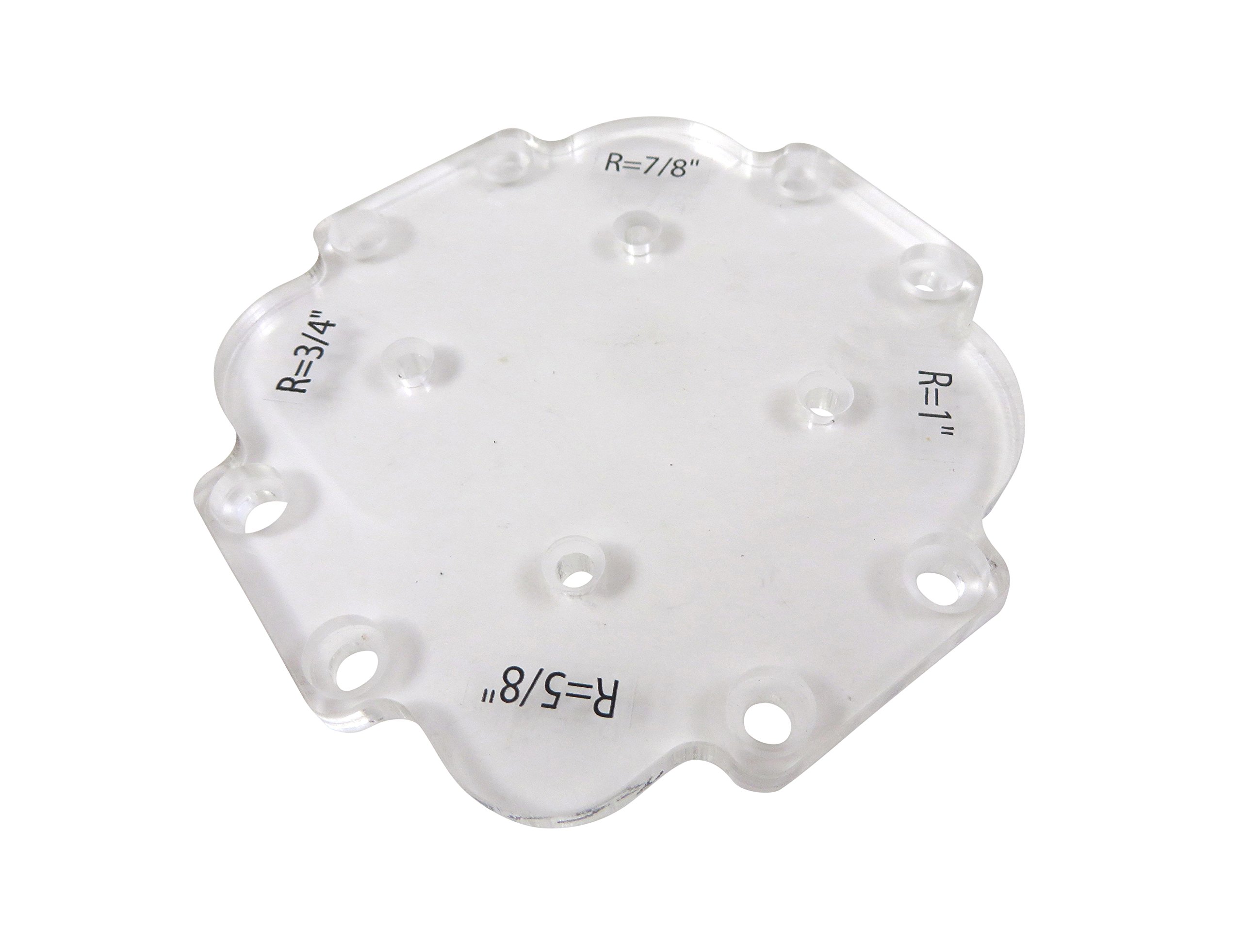 Taytools 300010 Promień zewnętrzny promień narożnika prowadnice do szablonów, 12 rozmiarów od 1/8 do 1 cala na 1/16, grubość 5/16 cala CNC przezroczysty akryl, 4-3/4 cala kwadratowy