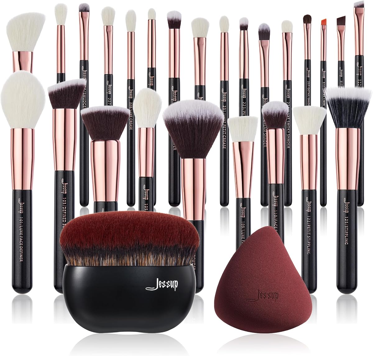 Jessup makeup brushes T155 with Foundation brush+Sponge T881
