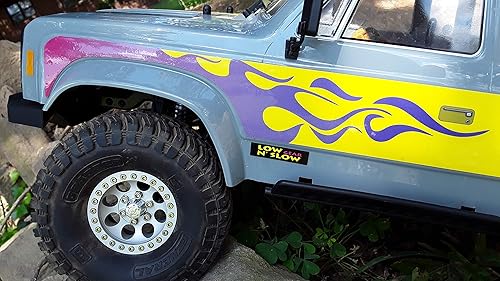 Miniatura 2 de Juego de calcomanías de cuerpo para Element RC Enduro Sendero escala 110 radiocontrolada Rock Crawler (llamas de defensa (morado sobre amarillo)