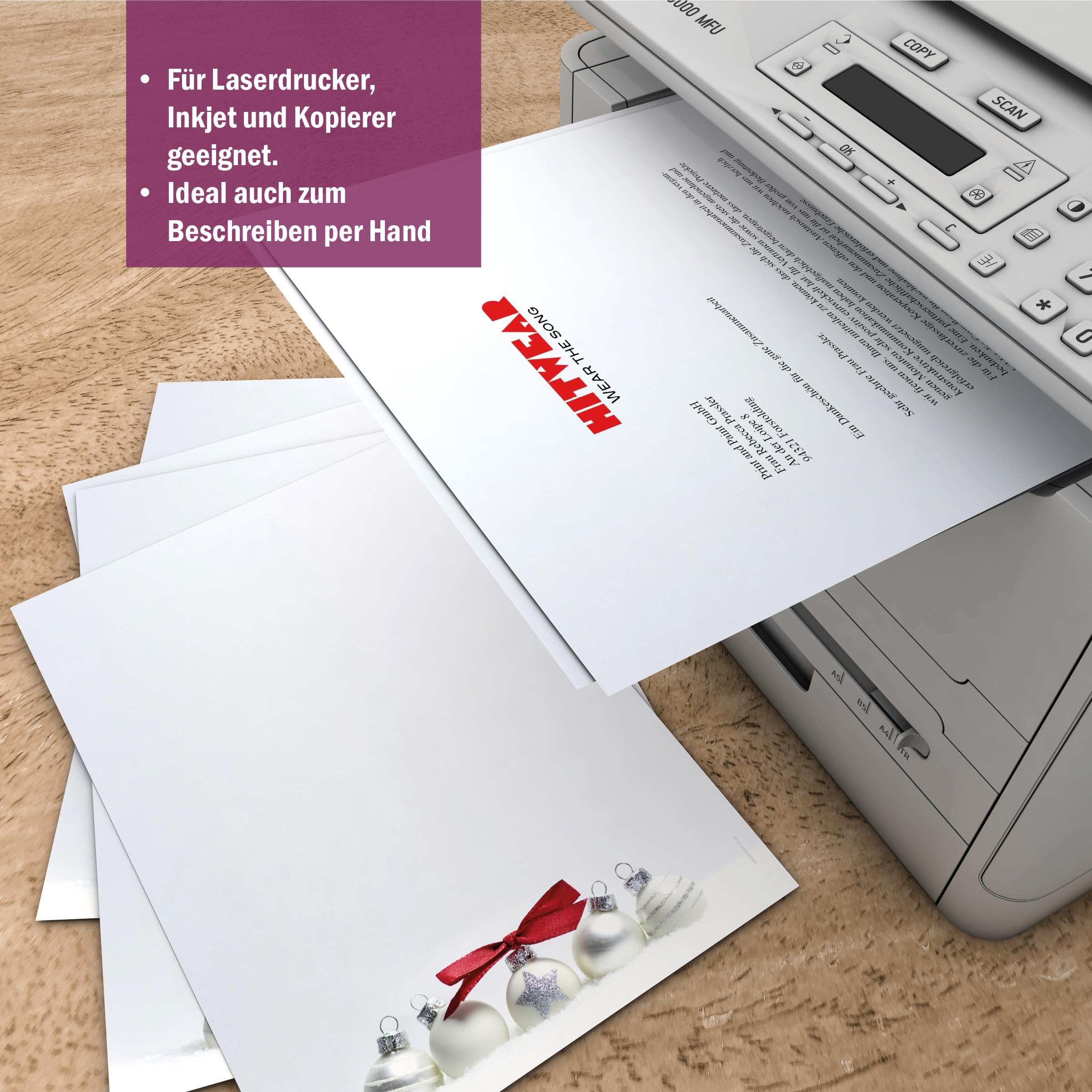 Weihnachtsbriefpapier-Set 100 Blatt A4 + 100 Kuverts mit Fenster