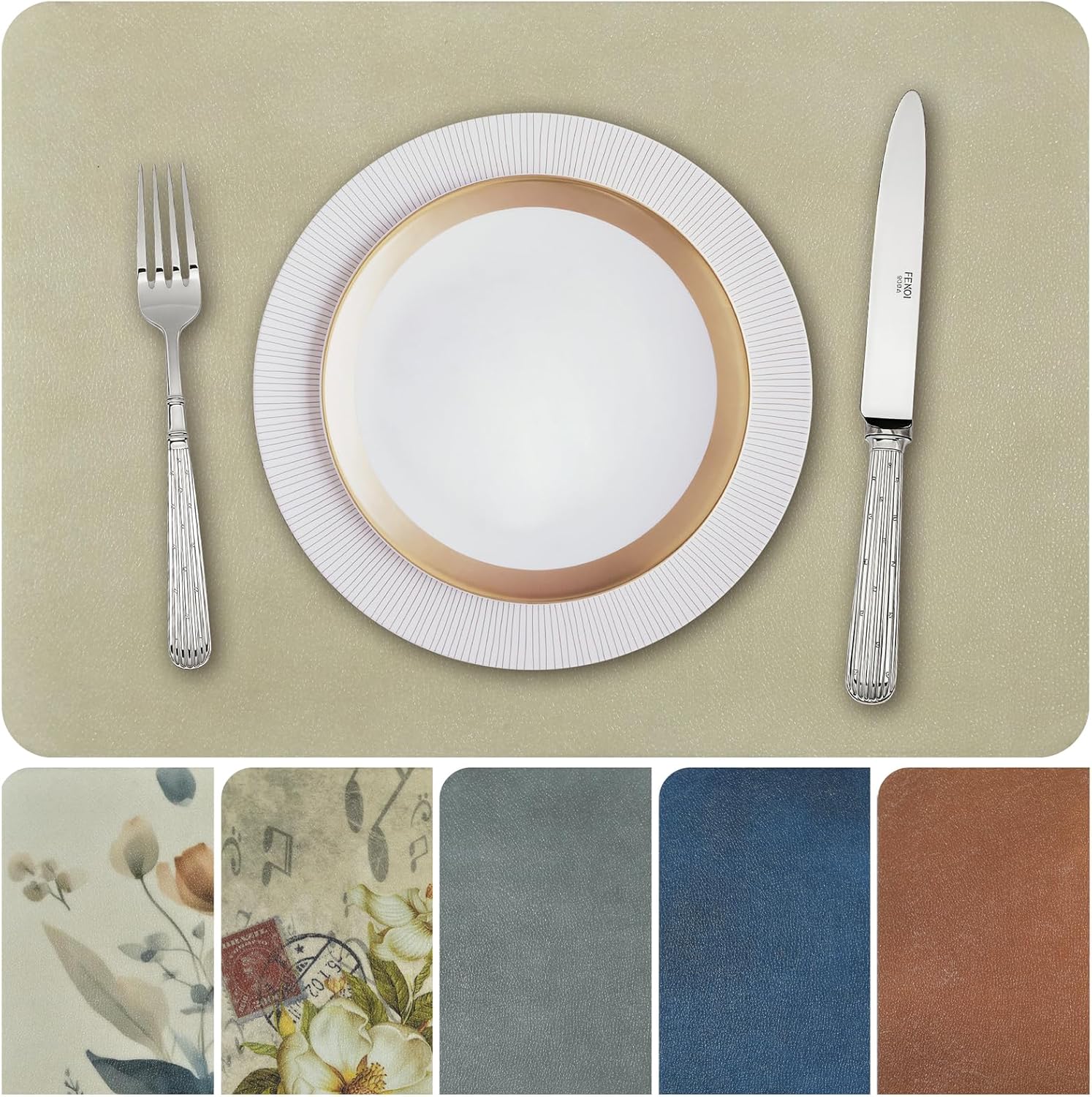 Faux Leather Placemats Set of 4 Washable Wipeable Heat Resistant Beige Place Mats Non-Slip Waterproof Oil-Proof for Dining Indoor Outdoor Kitchen Easy Clean?? Table Mats Beige 4