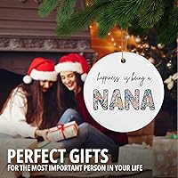 Vista 6 de Nana - Adornos de Navidad de cerámica, regalos para la abuela para el día de la madre, cumpleaños, la felicidad es ser una nana, adornos florales