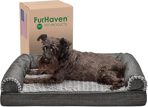 Miniatura 20 de Furhaven Cama de gel refrescante para perros medianos/pequeños con refuerzos extraíbles y funda lavable, para perros de hasta 35 libras - Sofá