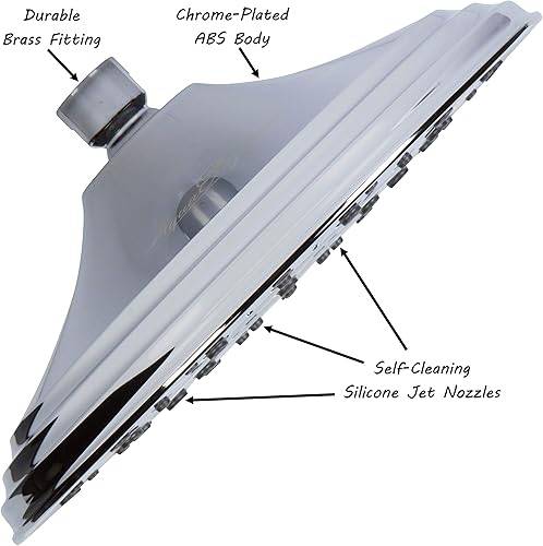 Miniatura 5 de Cabezal de ducha tipo lluvia de 8 pulgadas con flujo elevado que aumenta la presión, 2.5 GPM, cromado