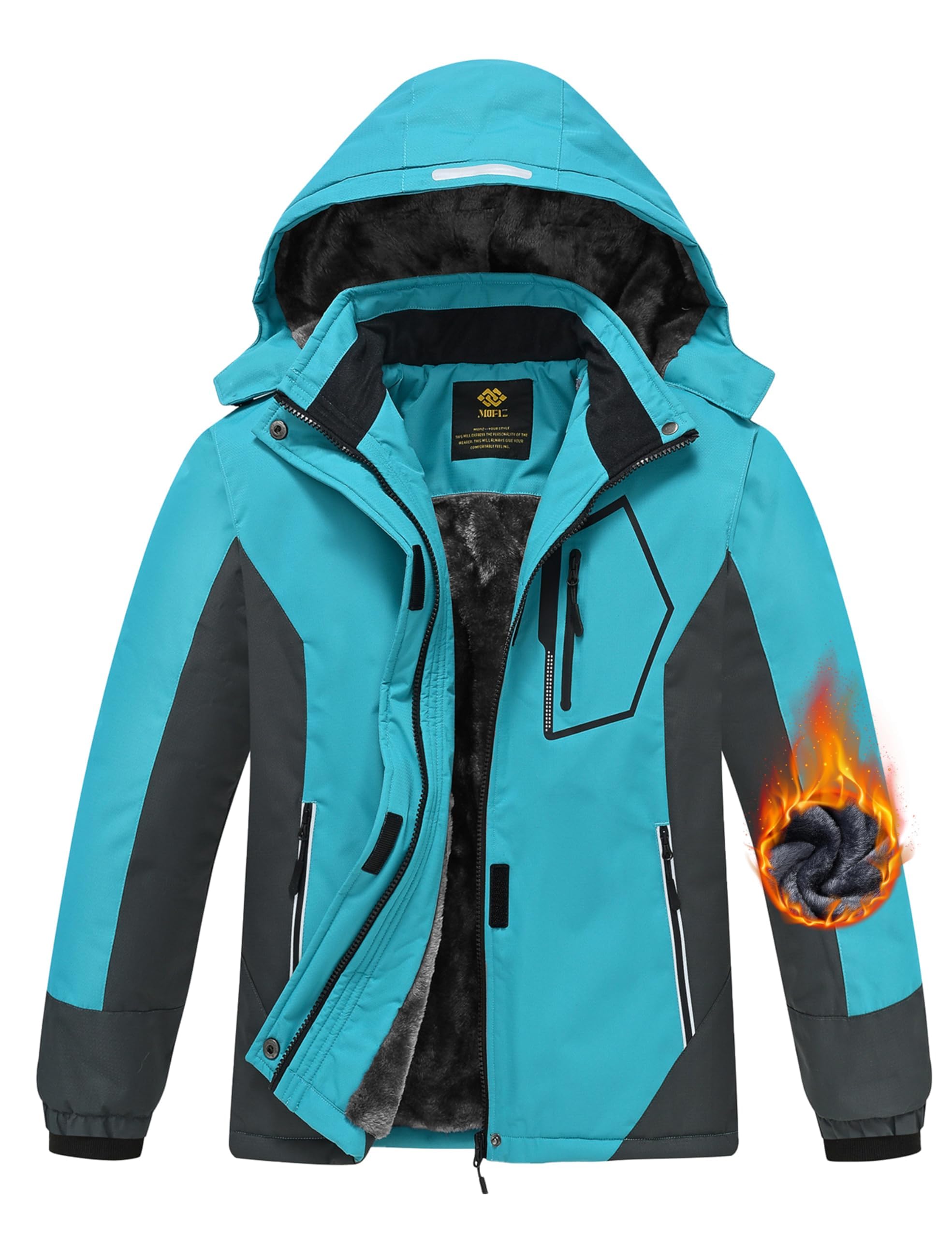 MoFiz Winterjacke Mädchen Skijacke Kinder Softshelljacke Fleecefütterung Winddicht Outdoor Jacke mit Kapuze