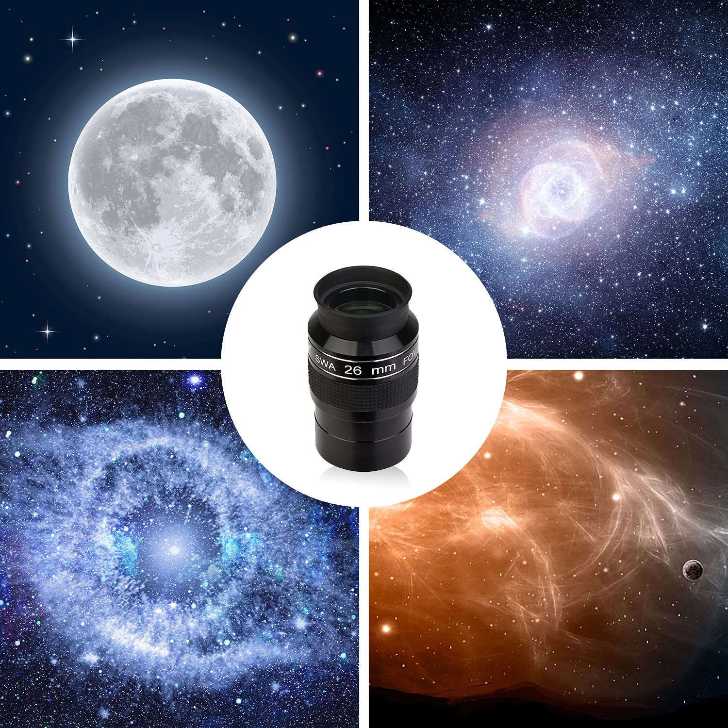 Svbony SV154 Oculaire 2 Pouces, 26mm 70 Degrés Oculaire Super Grand Angle FMC Oculaire de Télescope Achromatique pour l'Observation Planétaire