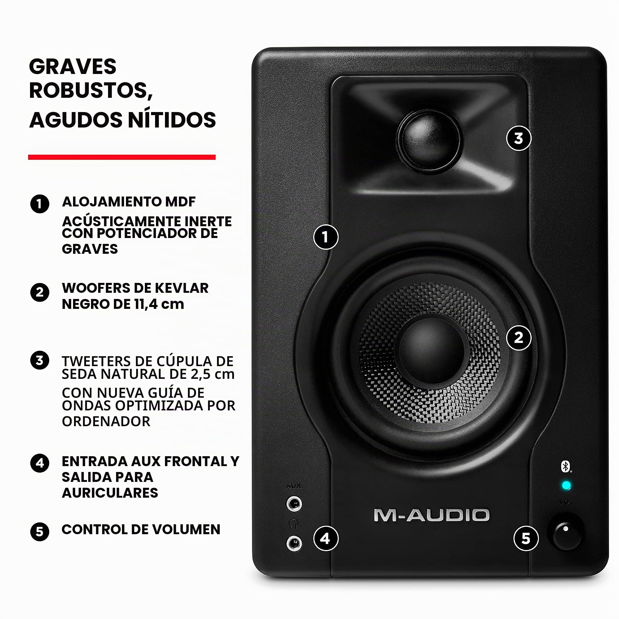 M-Audio BX4 BT – Monitores de Estudio, Altavoces Bluetooth de 4,5" 120W, Altavoces para PC & M-Track Duo - Interfaz Audio, Tarjeta de Sonido USB para grabación