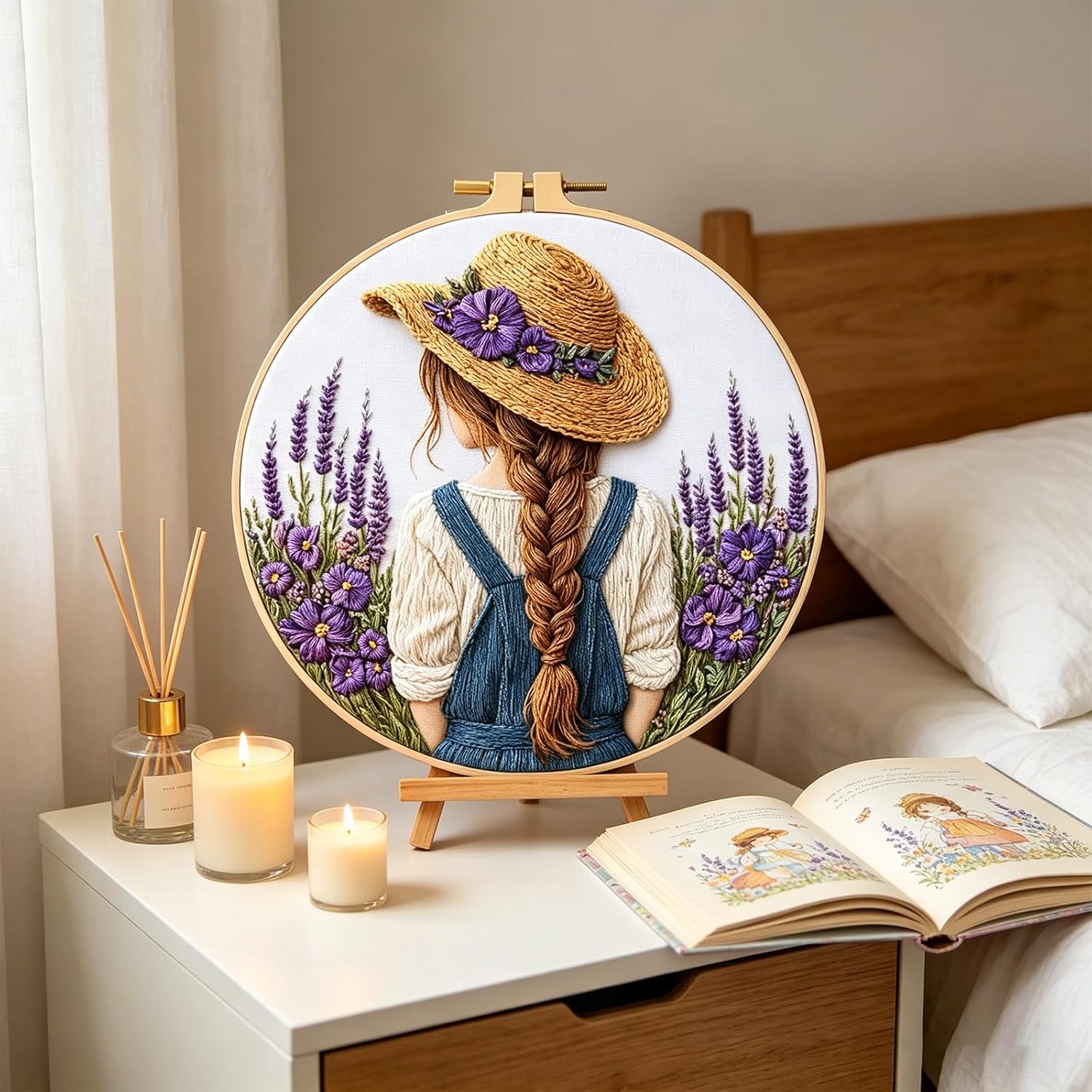 Qvthpv Embroidery Kit for Beginners, Floral Cross Stitch Set with Hoop image 2