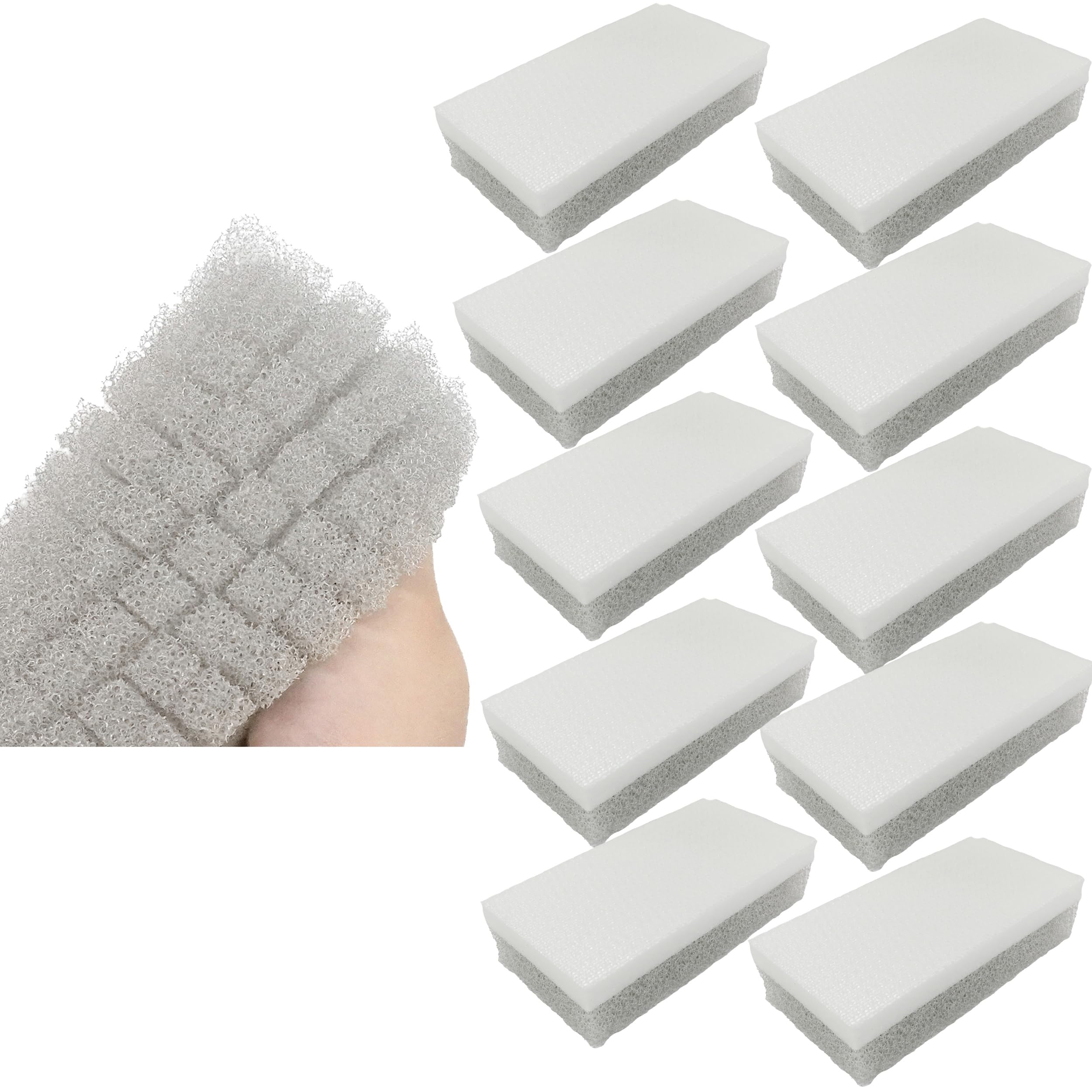 Towa Sangyo 13820 Kitchen Sponge, Easy Fit, Cutting Board Washing Sponge, Slit Cut, Fits Colander Mesh, Made in Japan, Gray, Approx. 2.4 x 1.3 x 4.7 inches (6 x 3.2 x 12 cm), Set of 10