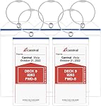 Cruise Luggage Tag Holders, Wisdompro 5 Pack Clear Waterproof PVC Pouch with Zip Seal and Steel Loops for Cruise Ships, Travel - Blue Zip