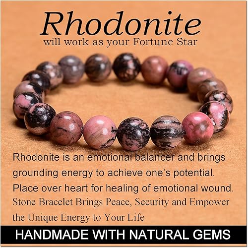 Vista 331 de MASSIVE BEADS Pulsera elástica de yoga hecha a mano con piedra natural, cristal curativo, energía, regalos para adultos unisex de 0.157 in, 0.236