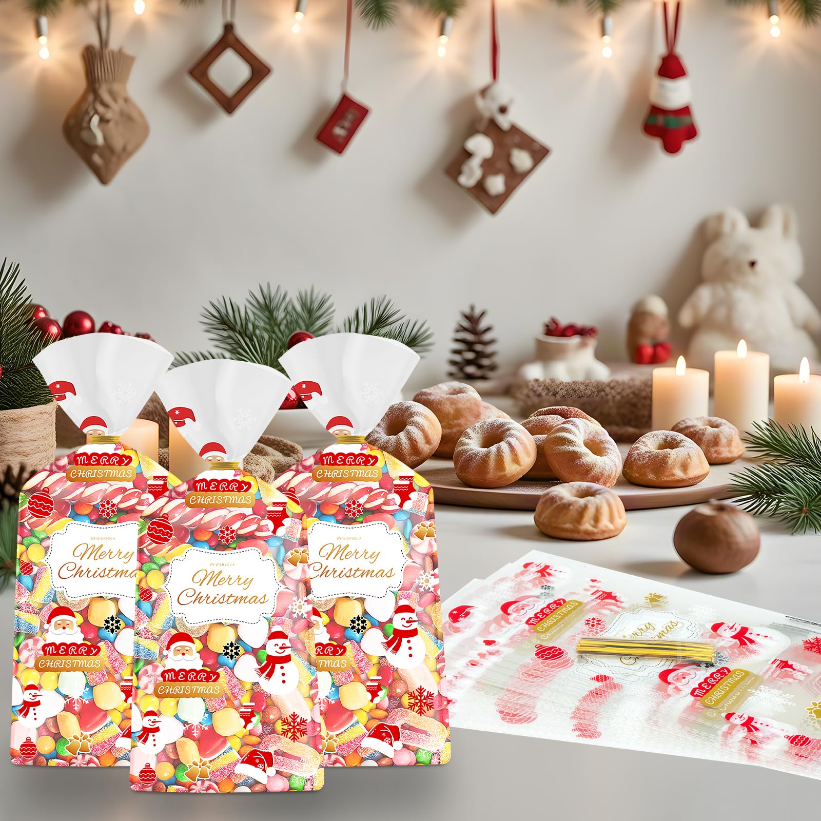 Litmitfu 50 x Geschenktüten mit Aufschrift "Merry Christmas"