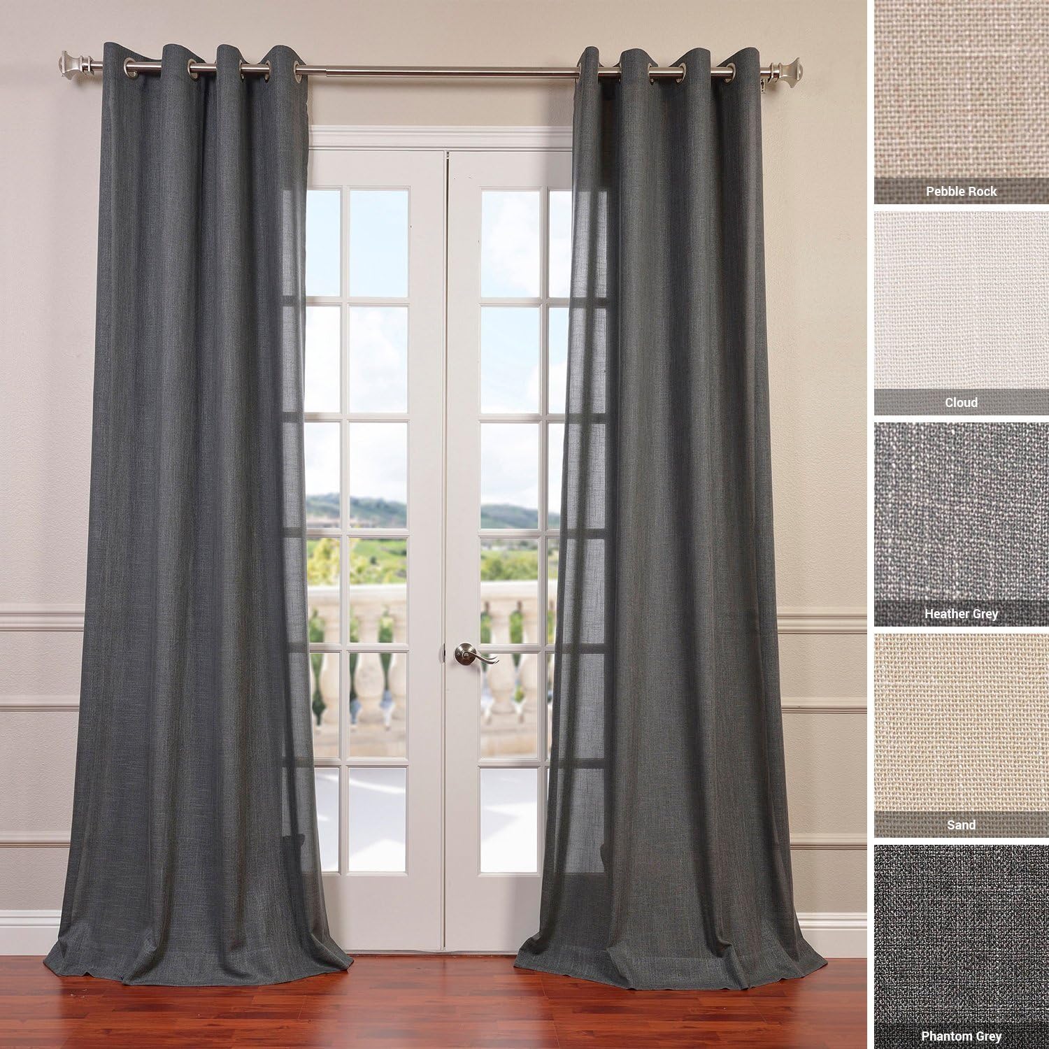 HPD Half Price Drapes Faux Linen Semi Sheer Curtain for Bedroom 96 Inches Long (1 Panel) - Grommet Light Filtering Curtains for Living Room 50W x 96L, Sand