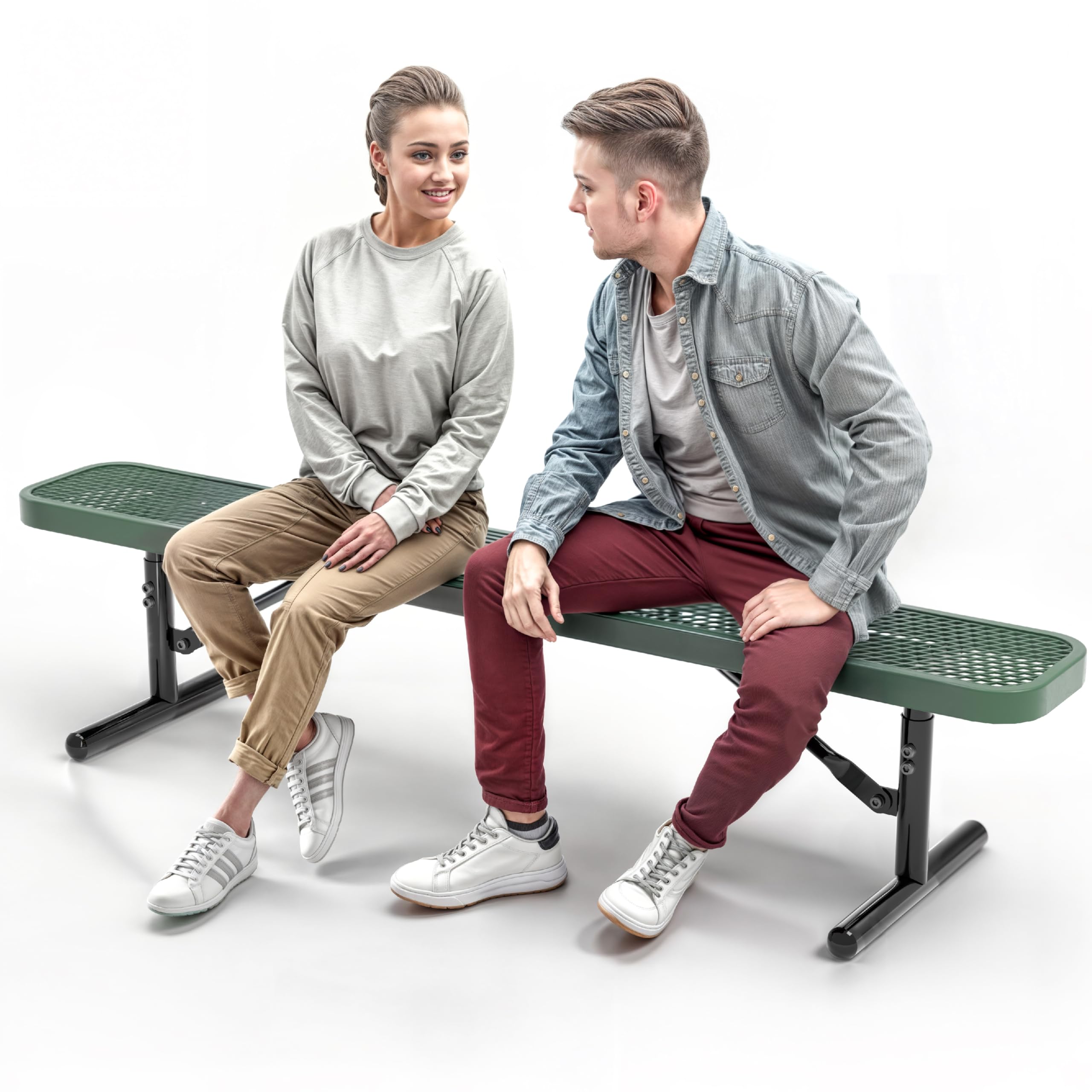 OUTTANS Heavy-Duty Outdoor Metal Bench, Thermoplastic-Coated, Portable, Weatherproof, Commercial-Grade for Parks, Gardens, Patios, Stores & More (6 Ft