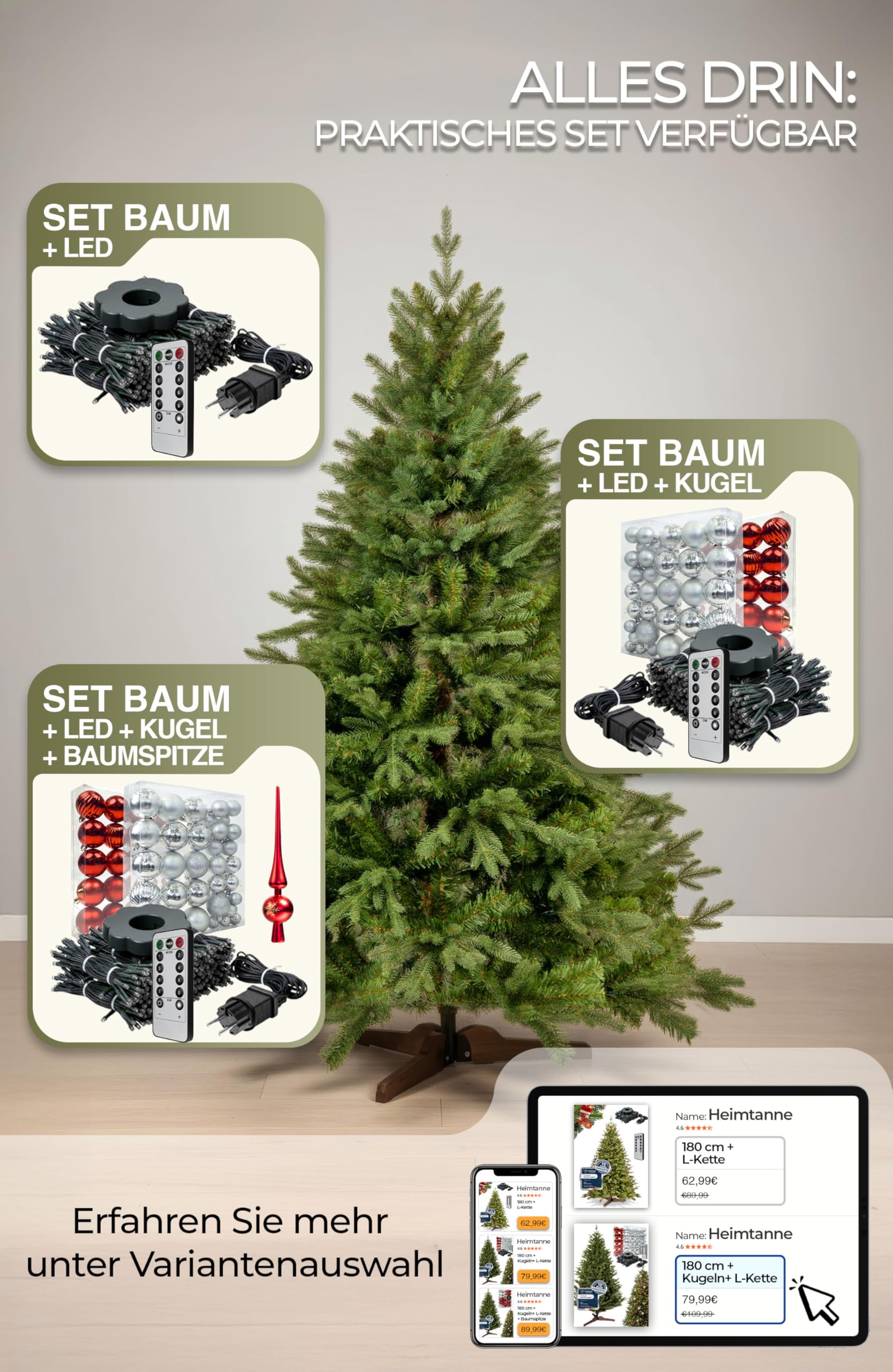 Familientanne künstlicher Weihnachtsbaum 175 cm – Authentisch Langlebig Lohnenswert – Tannenbaum künstlich, Erinnerungen der Familie – Überzeugend für 10 Jahre