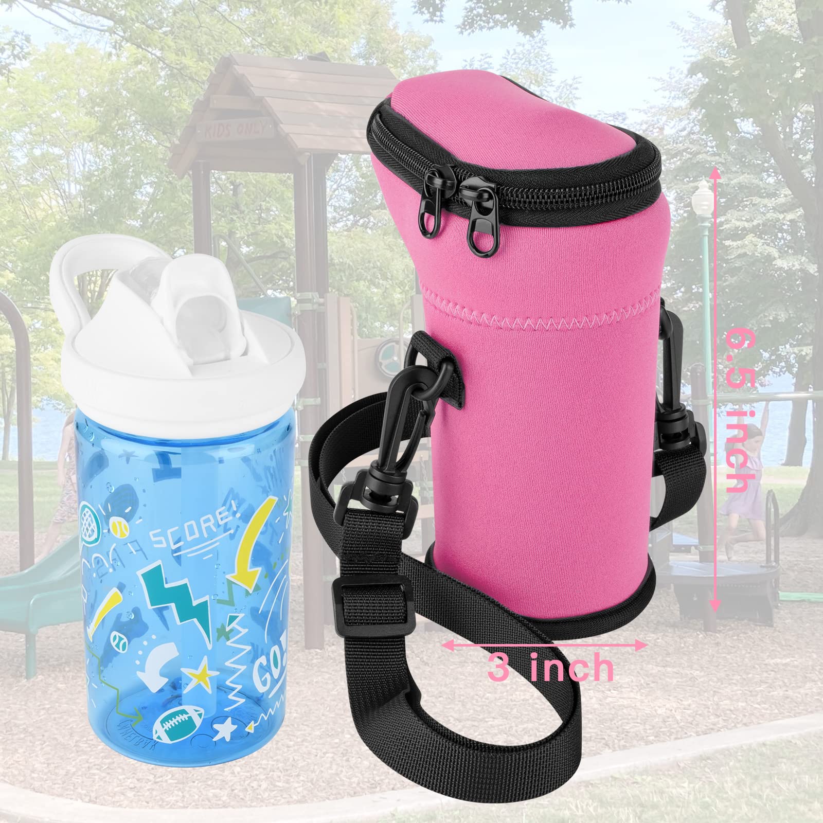 Xxerciz Insulated Neoprene Water Bottle Holder With Strap - Sleeve For 14oz Kids Bottles (Blue)