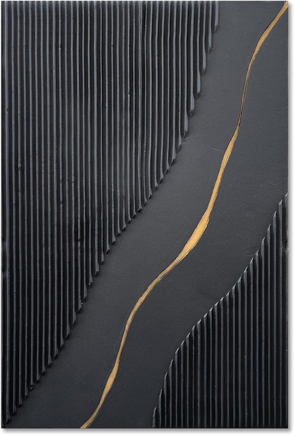 NANKAI Art Hand Painted Black and Gold Texture Minimalist Oil Painting Home Wall Deco Art Painting 36x24 inches
