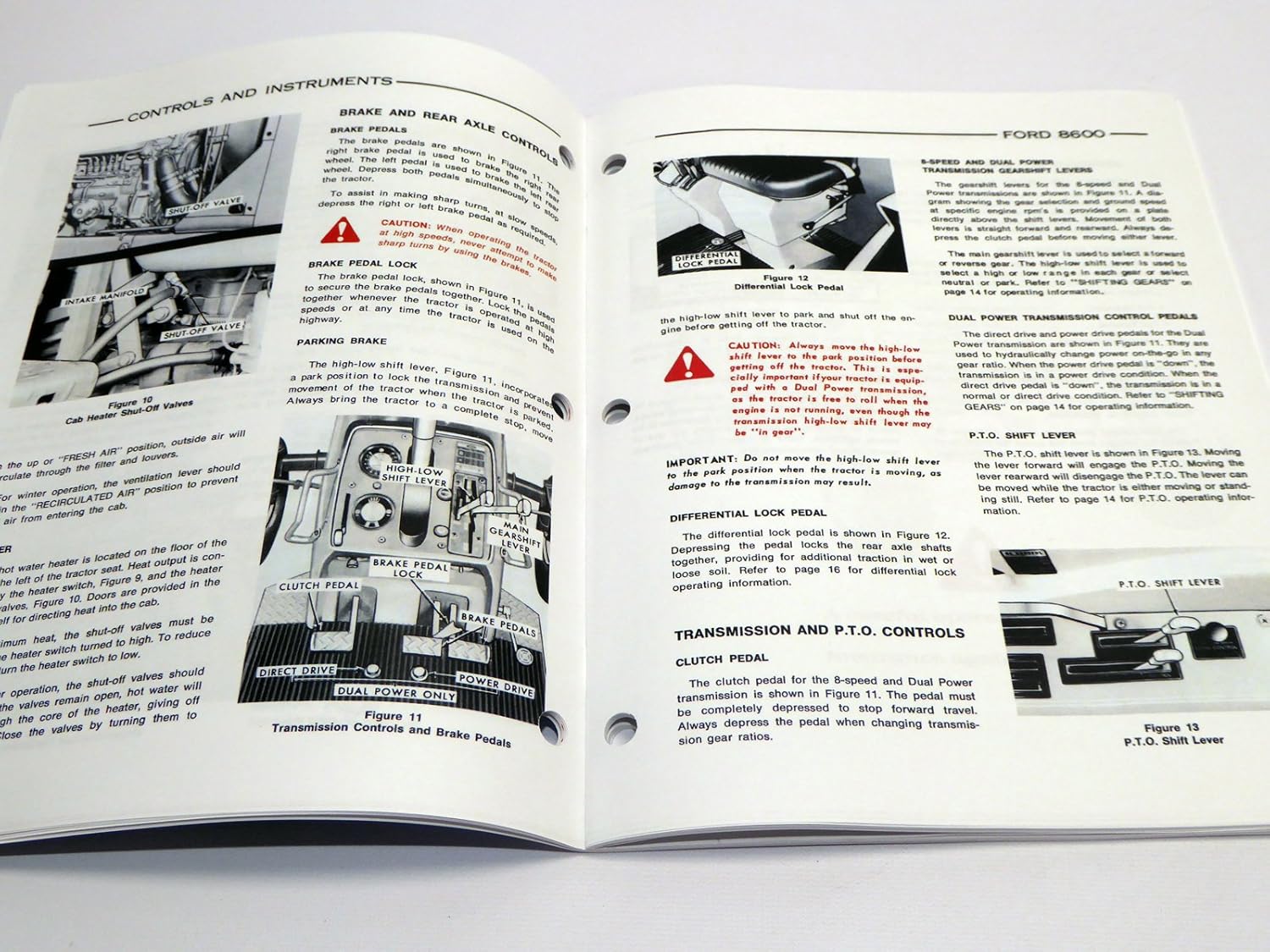 Page from manual showing brake and rear axle controls