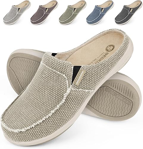 Pantuflas Walk Hero Confort and Support para hombre, con soporte para el arco, pantuflas de lona para estar en casa para hombre, con forro de