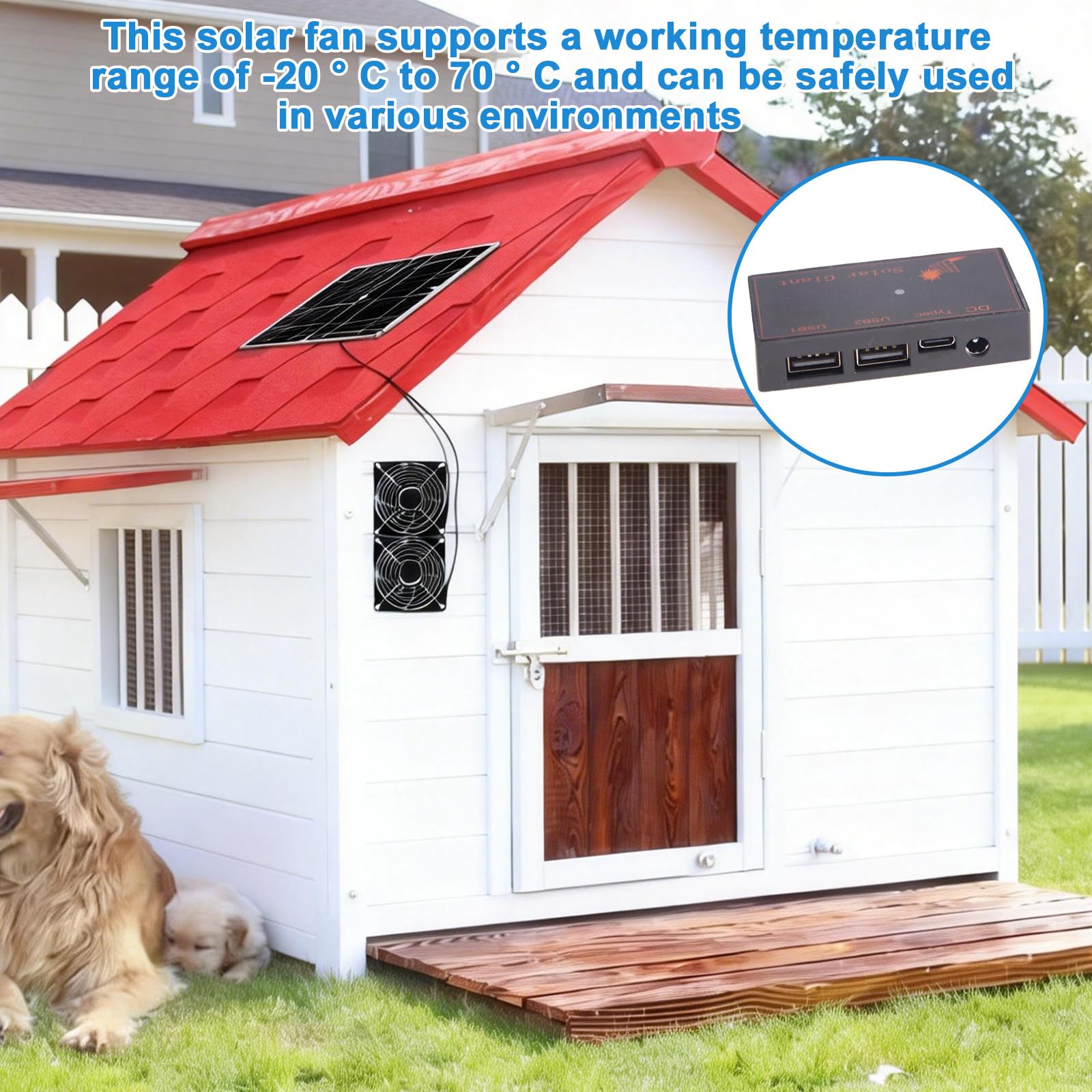 Ventilateur Solaire, Kit de Ventilateur à Panneau Solaire, 12W Ventilateur D'extraction Solaire, Ventilateurs D'échappement Solaire pour Serre, Poulailler, Abri, Niche pour Chien