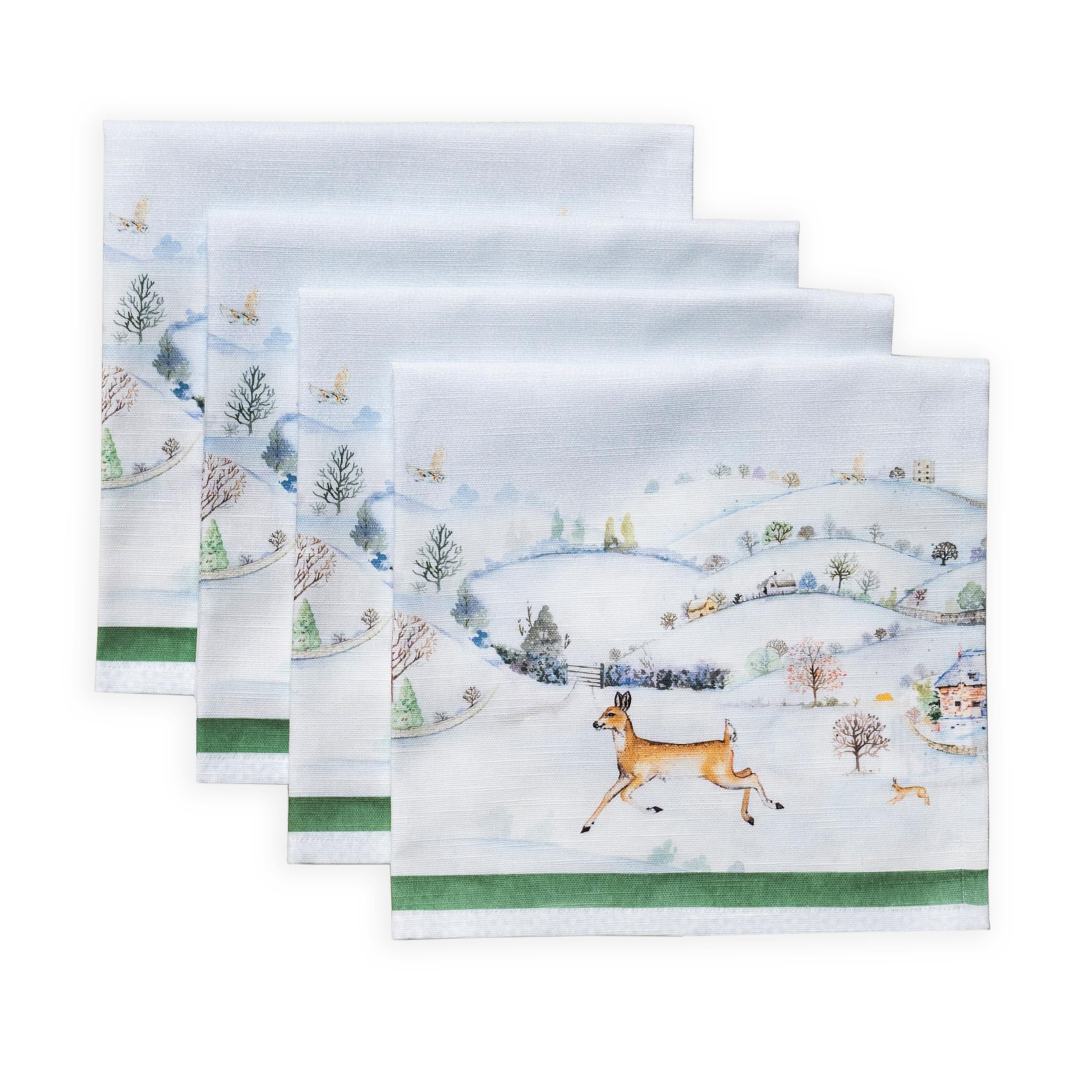 Maison d' Hermine Cloth Napkins Set of 4 100% Cotton for Christmas Decorations Everyday Reusable Square Autumn Napkins Cloth Washable Dinner Party Wedding (Snowy World
