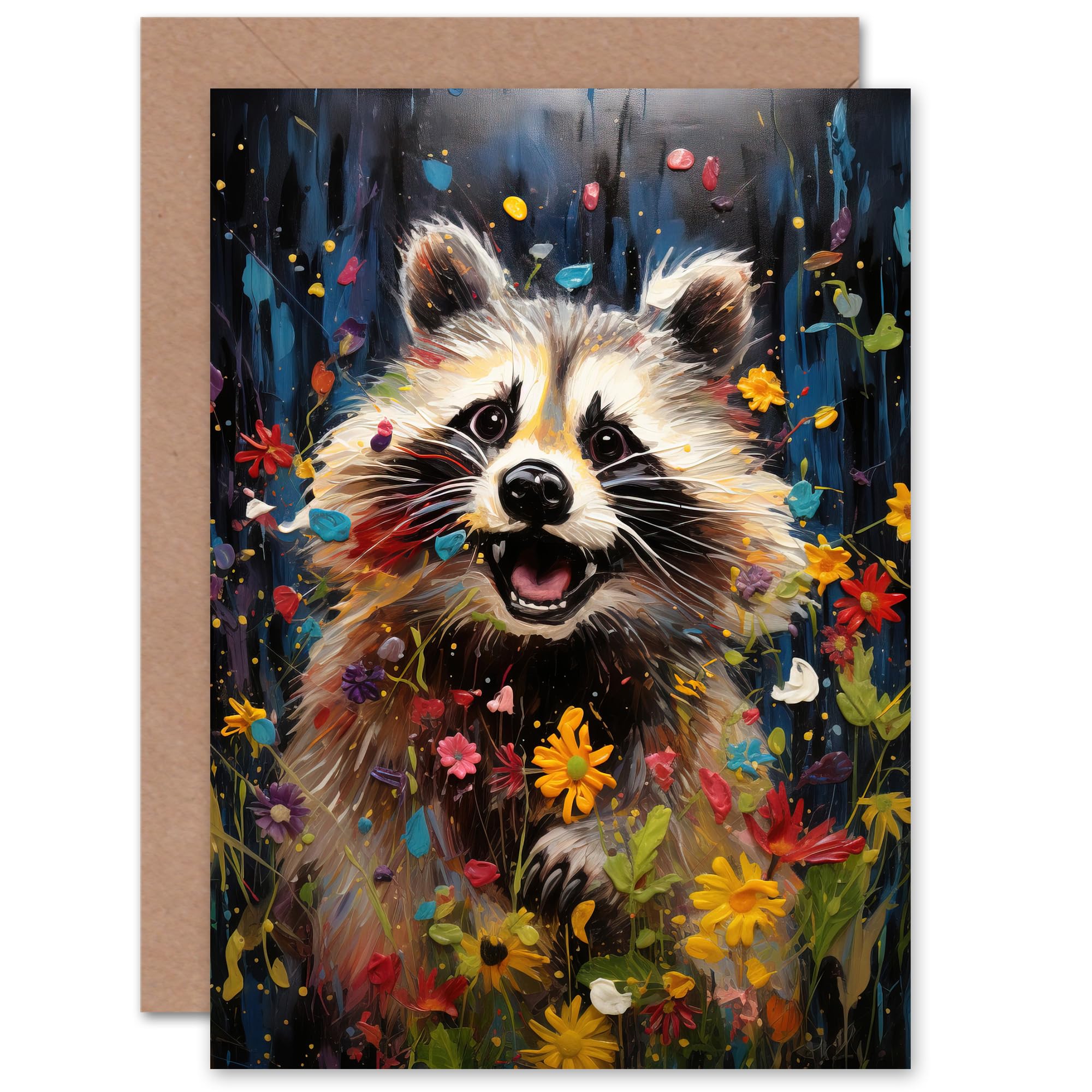 Artery8 Racoon Romp Birthday Thank You Greeting Card - Black