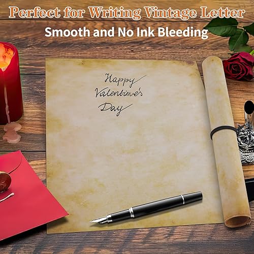 Miniatura 4 de 80 hojas de papel vintage, papel estacionario antiguo de 8.5 x 11 pulgadas para escribir, papel de impresora tamaño carta, papel pergamino