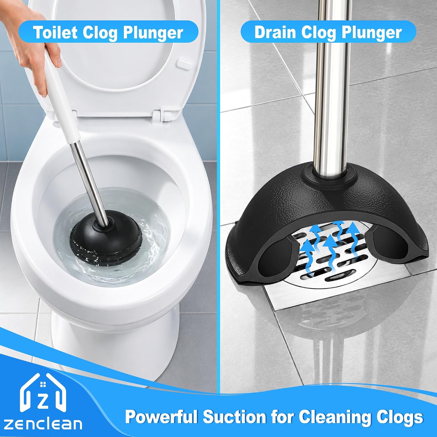 Toilet Brush and Plunger Set (Black)