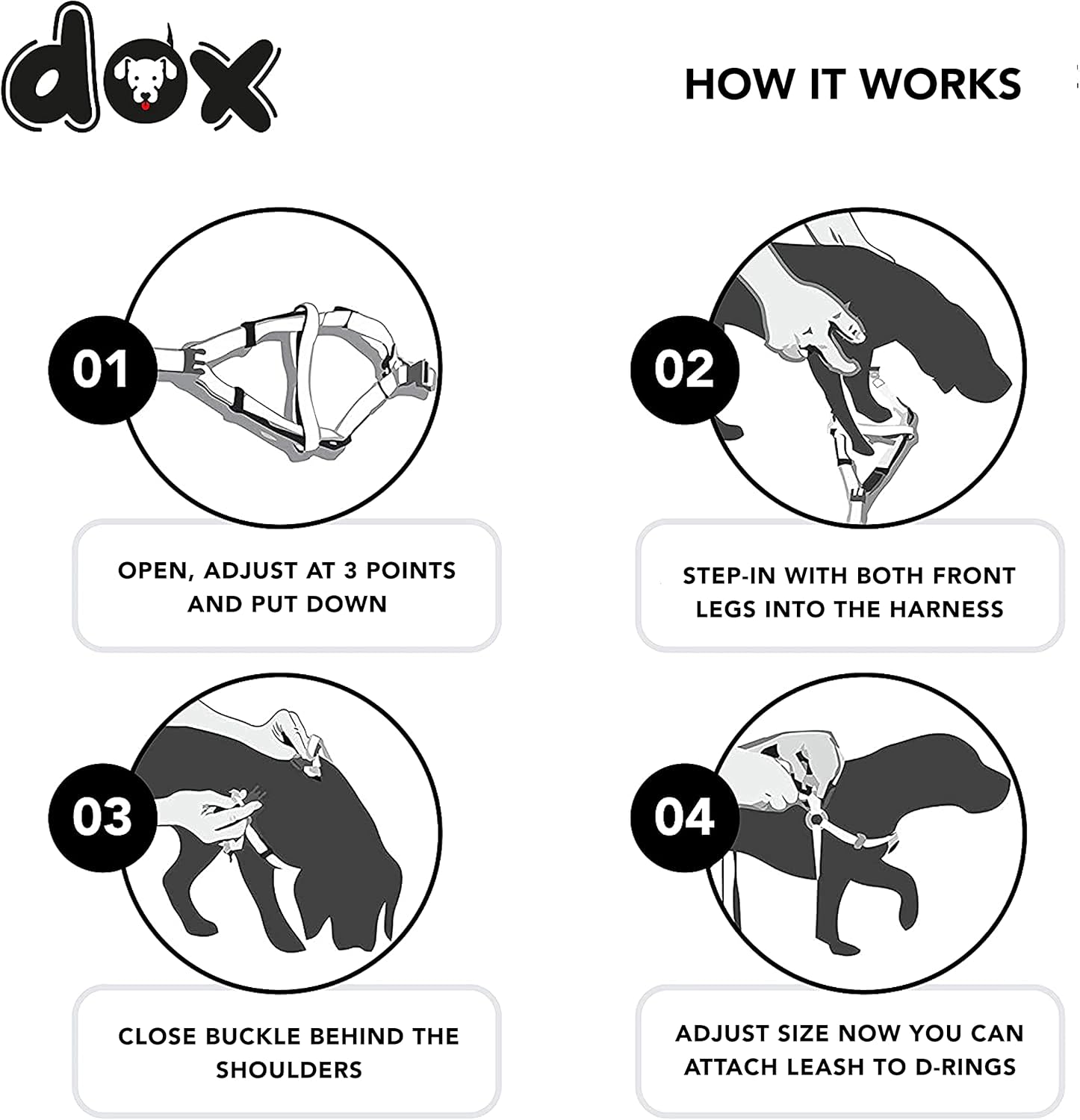 DDOXX Step-in Air Mesh Dog Harness, Adjustable, Padded | Many Colors & Sizes | for Small, Medium and Large Dogs | Cat Puppy Accessories | Black, S 5