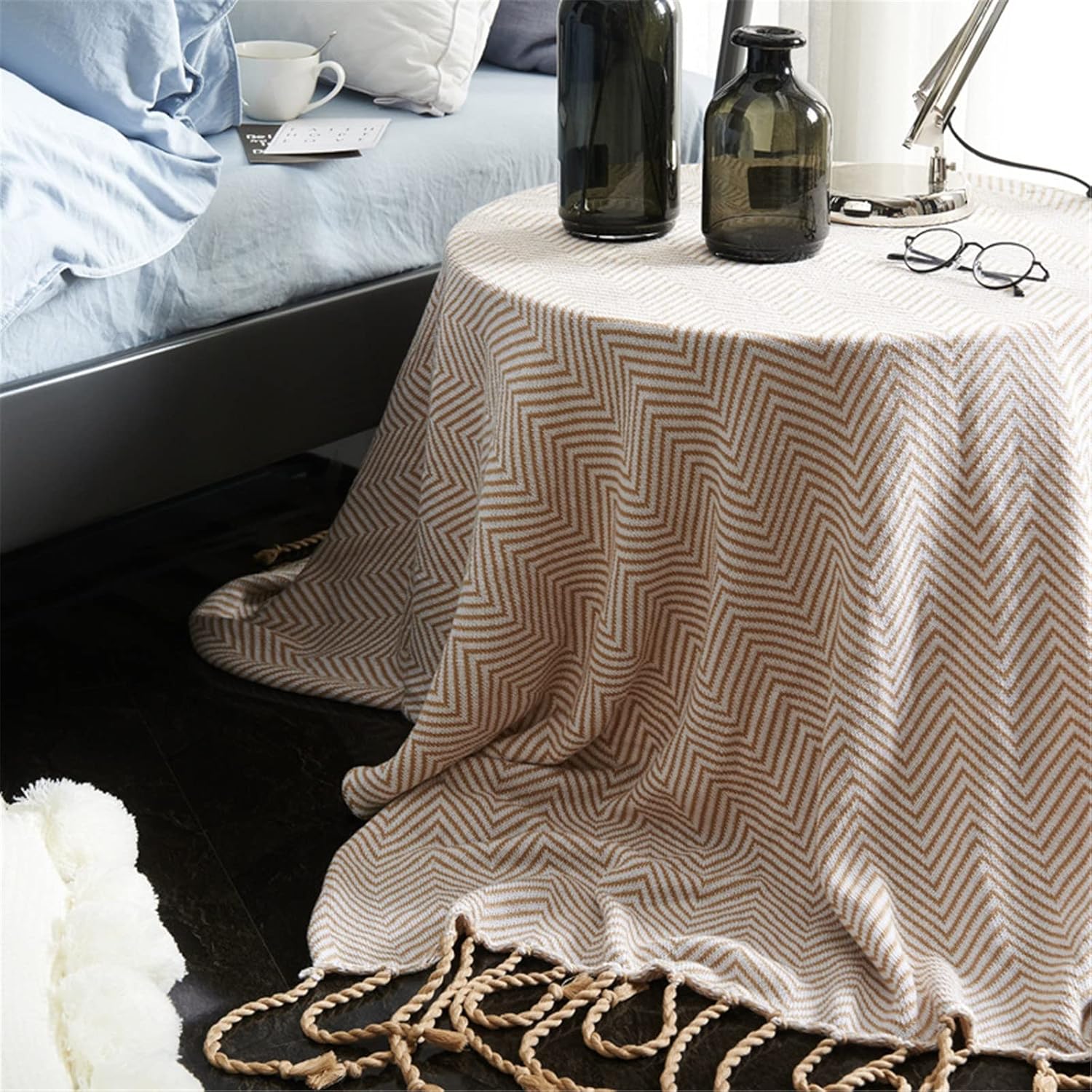 毛布 ブランケット 北欧 コンフォートブランケットウォーム、ウルトラソフト 室内ソファ毛布 (色 : Khaki, Size : 1