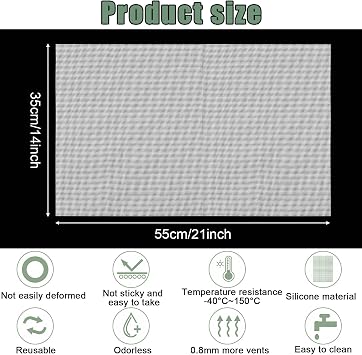 Cunhill 16 Pcs Silicone Dehydrator Sheets 21 x 14 Inch Non Stick Silicone Mesh Reusable Dehydrator Tray Liner Fruit Dryer Mats for food fruit Freeze Dryer