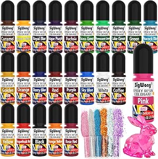 Epoxy Resin Color Pigment – 24 Colors Liquid Epoxy Dye Set with 6 Glitters, Highly Concentrated, Non-Toxic Resin Pigment for Art, Jewelry Making & Crafts – Each 6ml/ 0.25 oz