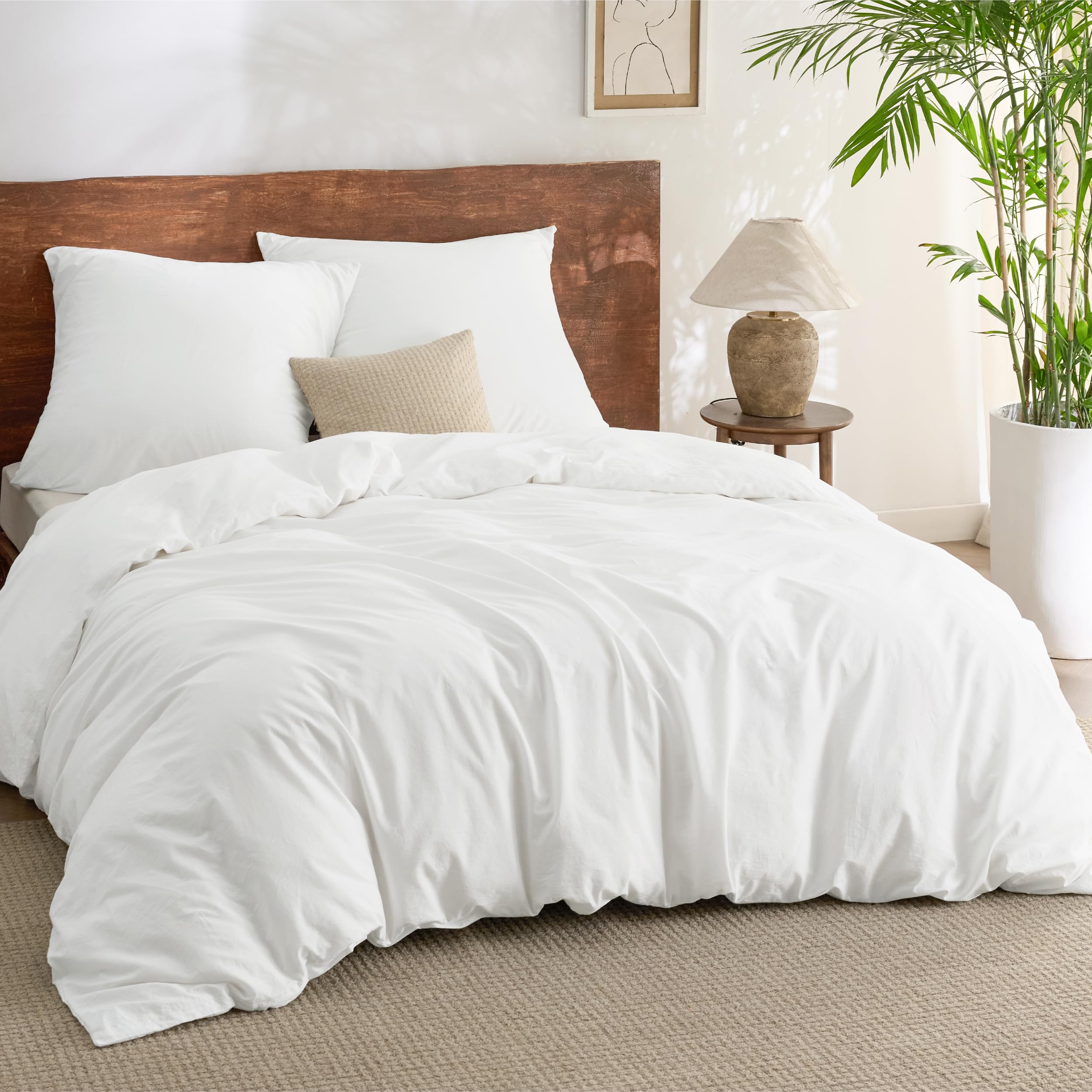BEDSURE Bettwäsche Gewaschene Baumwolle Bettbezug - Bettwäsche-Sets mit 2 Kissenbezüge 80x80 cm, Ähnliche Textur wie Washed Leinen, Oeko-TEX Bedding mit Reißverschluss