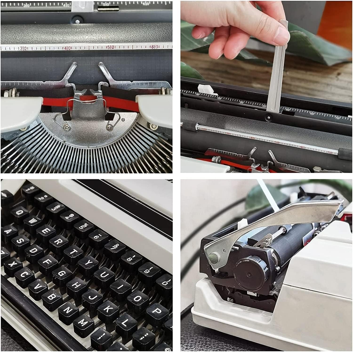 Vintage Schreibmaschine Modell,Elektrische Schreibmaschine mit Korrektur,Tragbare Retro manuelle Schreibmaschine,für Notizen oder Briefe oder kreatives Schreiben,literarisches,White