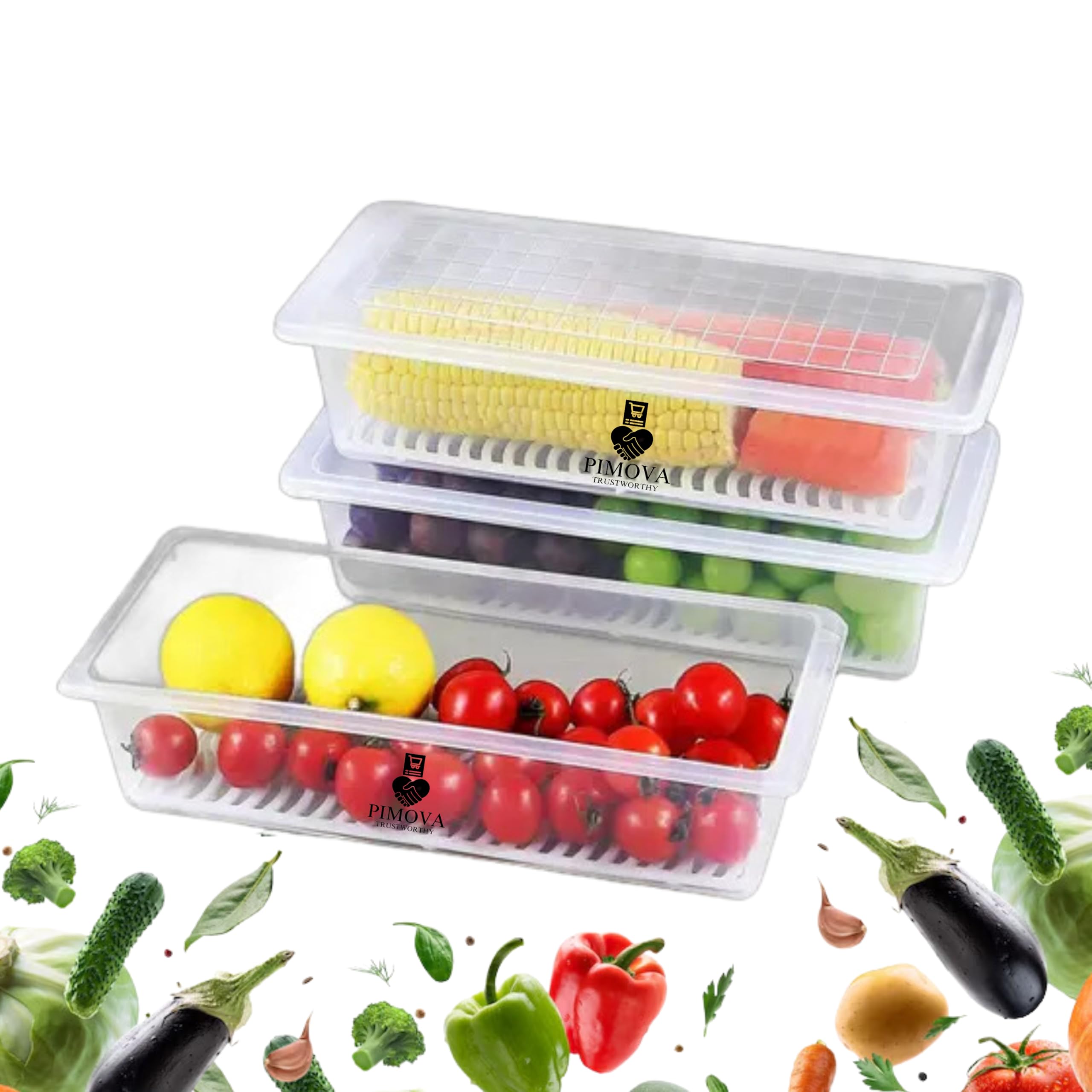 PIMOVA Polypropylene Trustworthy- Efficient Fridge Organizers Storage Boxes (Pack Of 6) - Keep Fresh Ultimate Vegetable Storage Box With Removable Drain Plate Fridge!, Transparent (B0D7QFTZQ6) Amazon Price History, Amazon Price Tracker