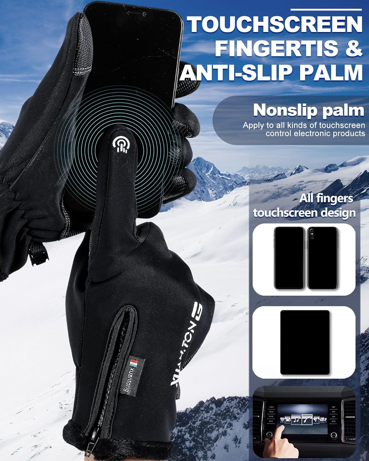 JaGely 4 Pairs Winter Gloves for Men Women Waterproof Snow Gloves Warm Touchscreen Outdoor Cold Weather Glove - Image 5