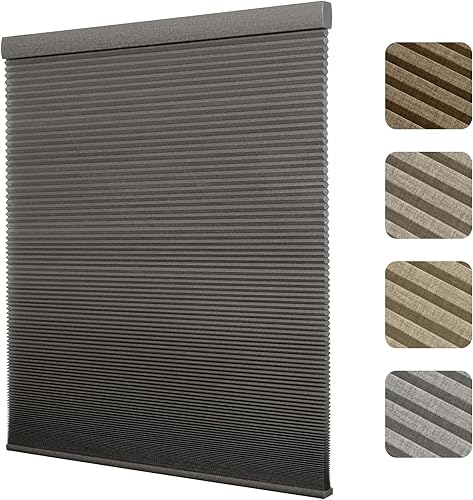 Boolegon Persianas celulares sin cordón con patrón de lino, filtro de luz, para ventanas, diseño de panal de abeja, persianas de privacidad para