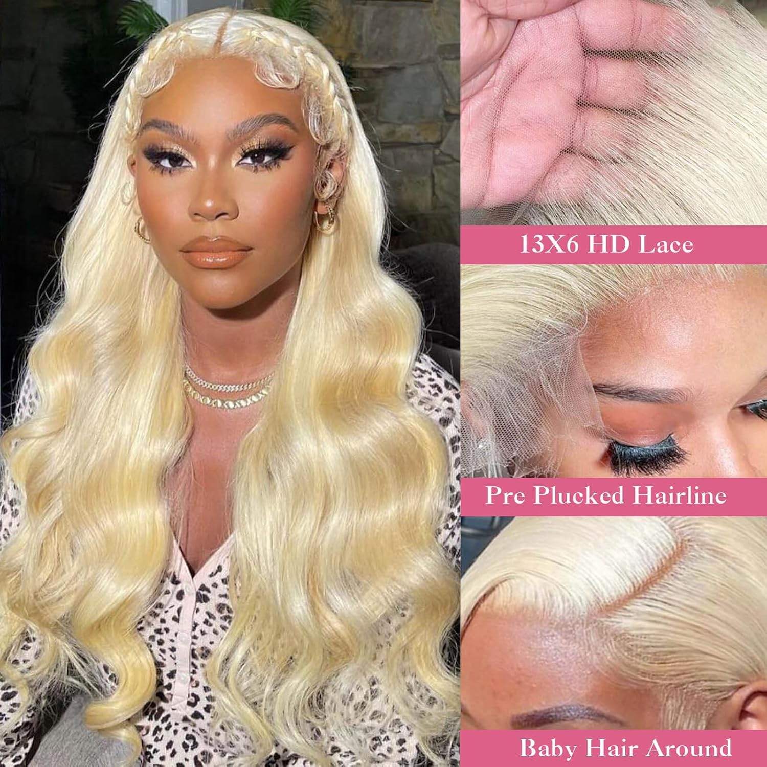Dapanji 30 Inch 613 13x6 Lace Front Wig Human Hair 200% Density, Blonde Body Wave Lace Front Wigs Human Hair Pre Plucked for Women, 613 HD Lace Frontal Wig 13x6, Melted Hairline with Baby Hair
