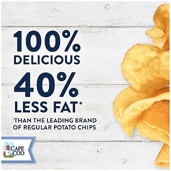 Cape Cod Potato Chips, Less Fat Original Kettle Cooked Chips, 5 Oz (Pack of 8)