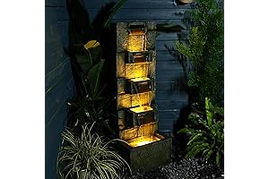 Elegant Outdoor Waterfall Fountain with Mesmerizing Lights for Serene Ambiance
