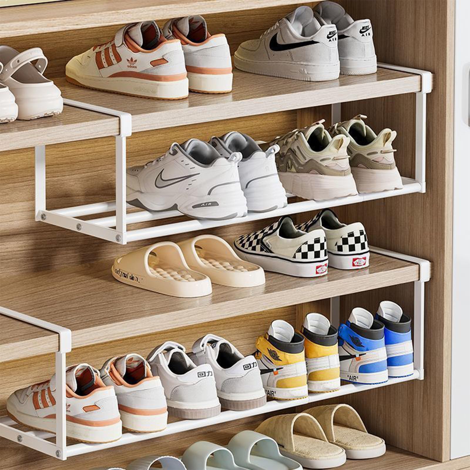 ViWaVee Wiszący regał na buty, organizer w szafie, możliwość rozszerzenia 40-70 cm, organizer pod szafkę – idealny do przechowywania i organizacji w kuchni lub na ubrania (biały, 1 szt.)
