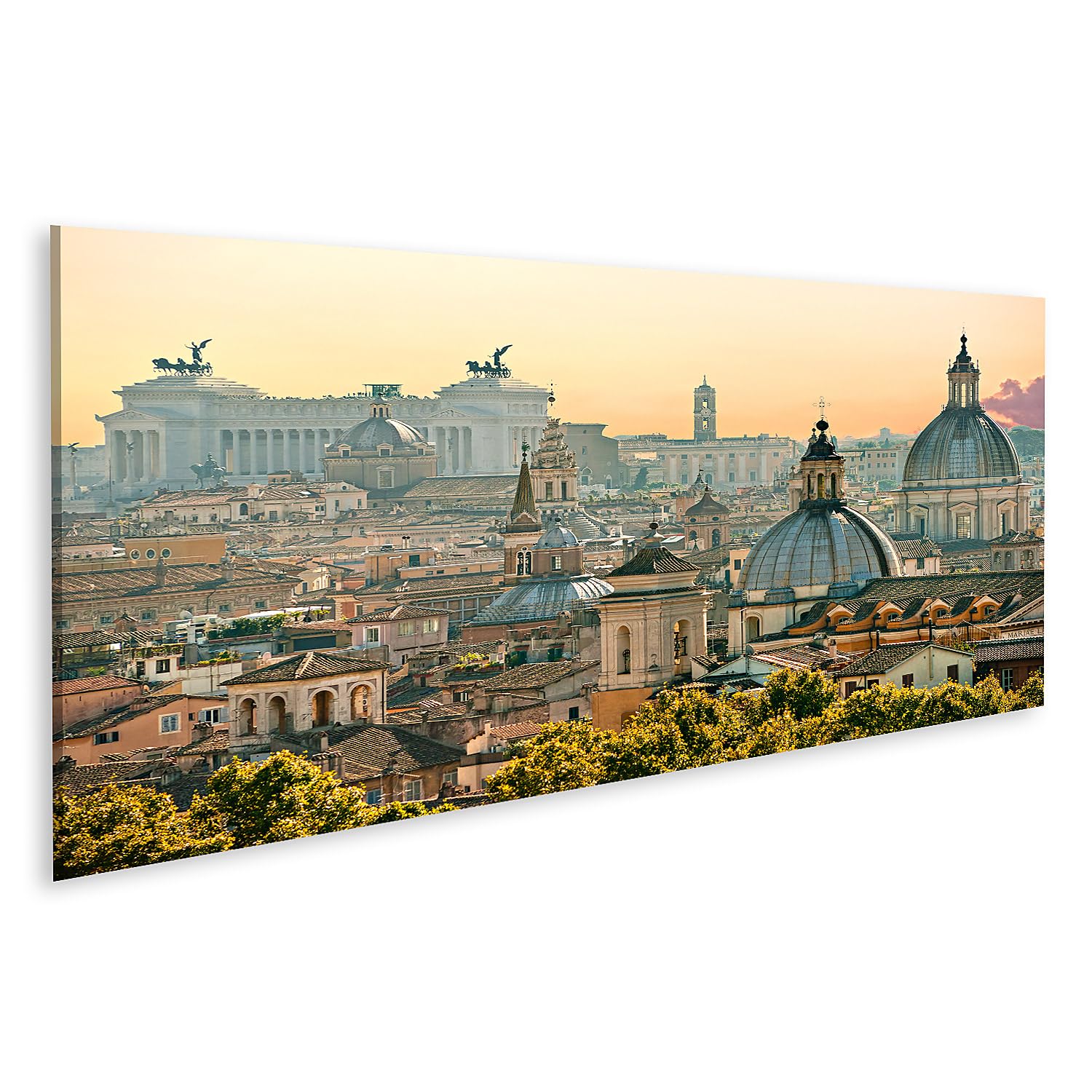 islandburner Immagine su tela Roma Panorama al tramonto Quadri e decorazioni da parete 120x40cm