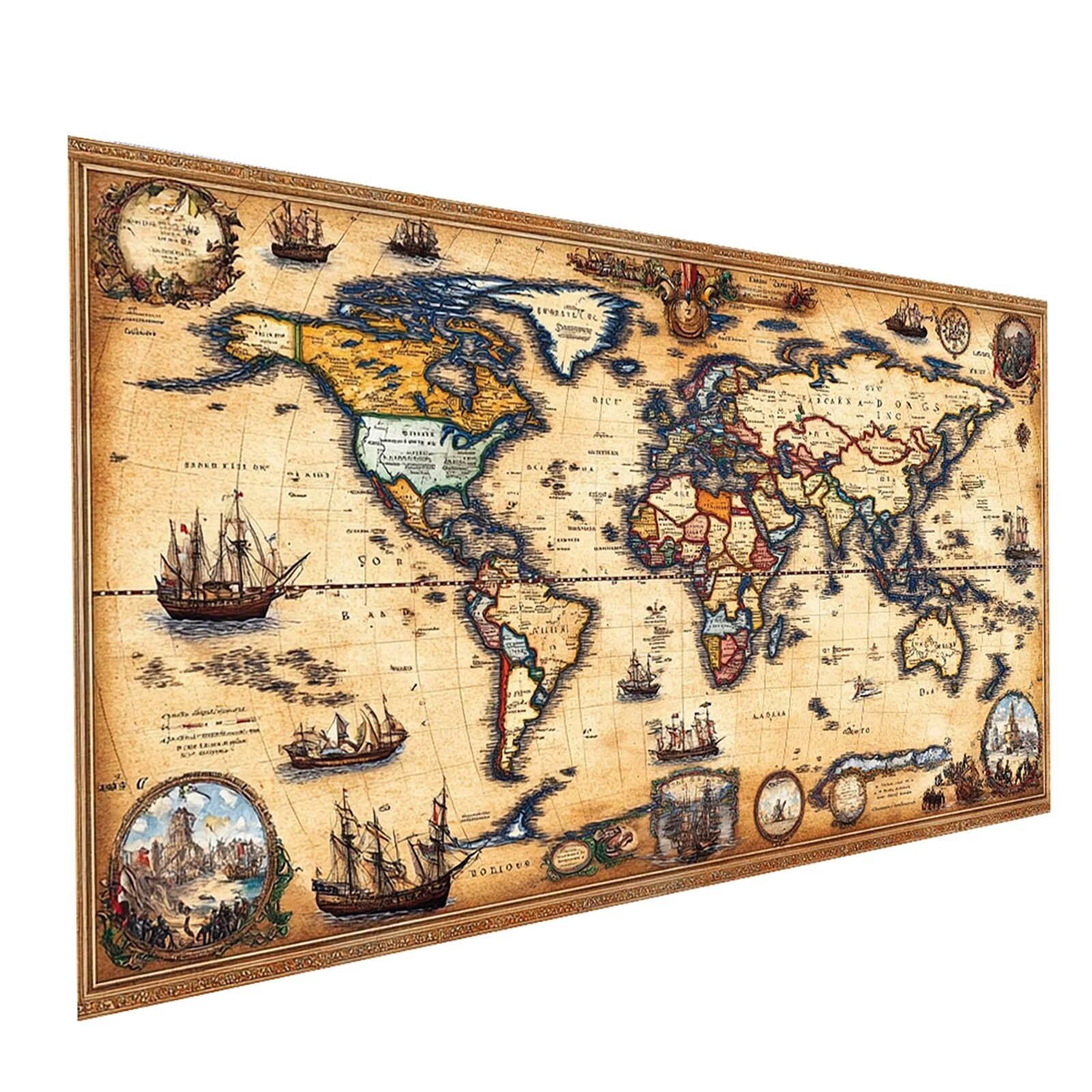 Diament Malarstwo Dorośli Mapa świata Diamenty Malowanie według numerów Puszka, Diamentowe malowanie DIY Dorośli Zestaw Haft krzyżykowy, Diamentowe rysunki Wystrój domu 120x60cm Model-01397