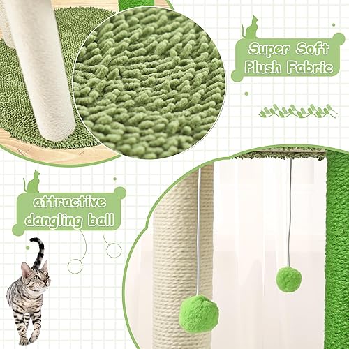 Miniatura 5 de Poste rascador para gatos de 3 niveles de altura para gatos grandes, poste rascador grande de 32 pulgadas con cama, rascador alto resistente para