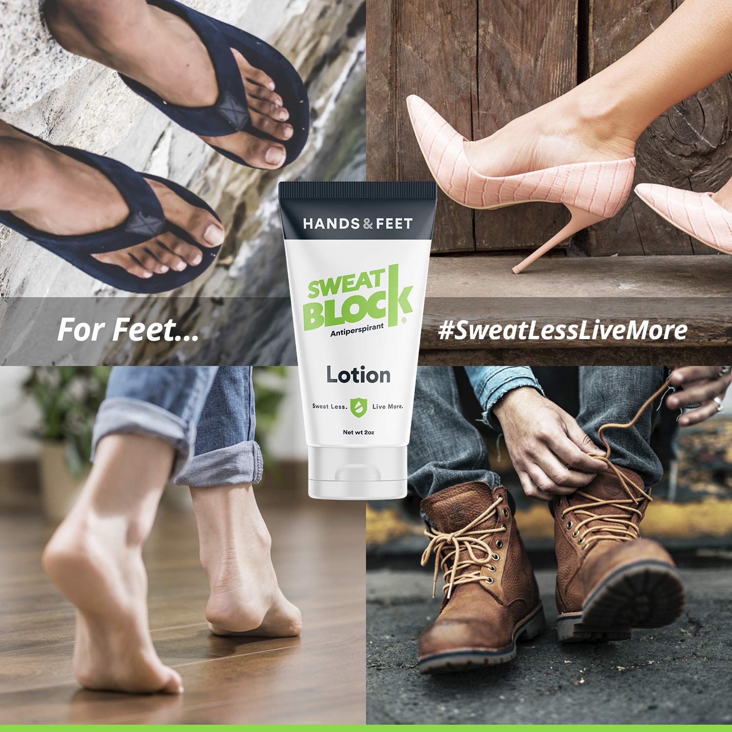 SweatBlock Antiperspirant Lotion for Hands & Feet, Proven to Reduce